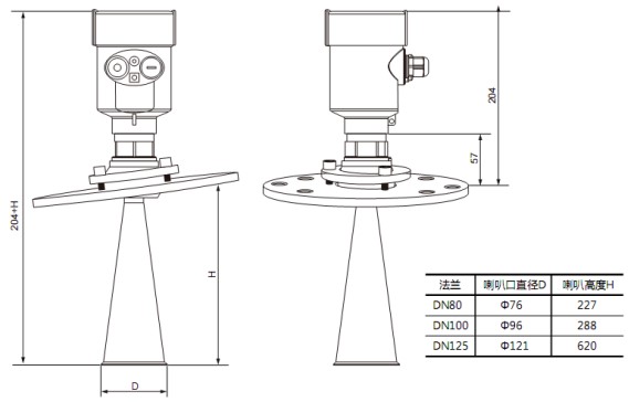 內(nèi)浮頂雷達(dá)液位計RD706外形尺寸圖