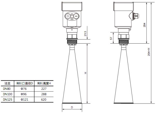 雷達波液位計RD708外形尺寸圖
