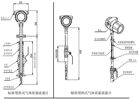 實(shí)驗(yàn)室氣體質(zhì)量流量計(jì)插入式結(jié)構(gòu)圖