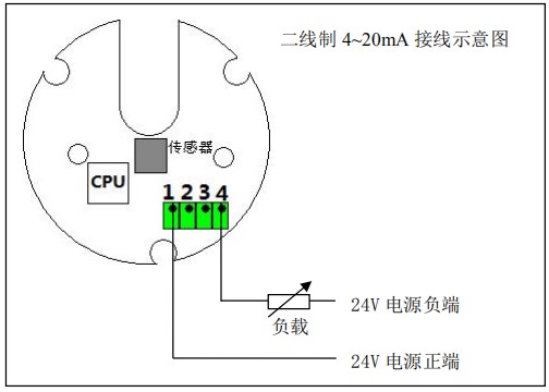 遠(yuǎn)傳橢圓齒輪流量計二線制接線圖