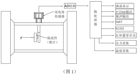 靶式液體流量計工作原理圖